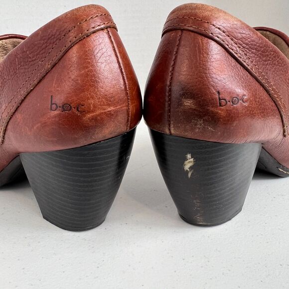 b.o.c. Born Concept Brown Leather Heeled Booties Ankle Boots Women's 9 - Picture 4 of 12
